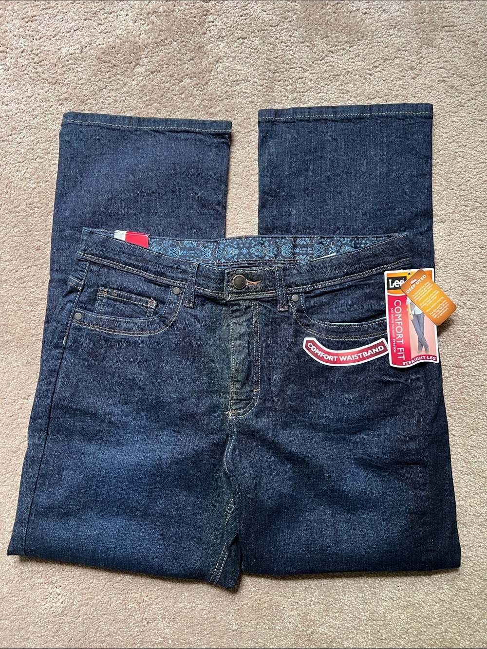 NWT Lee Indigo Blue Straight-Leg Denim Jeans size 14 Short